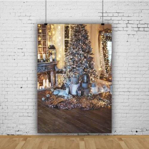 Winter Indoor Christmas Tree Lighting Decoration Portrait Shot Decor Photocall Backdrop for Holiday Photo Studio Props