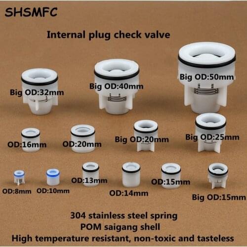 1-5Pcs 8~20-50mm O.D Inner Plug Check Valve Element Water Treatment Non-return Valve Spool Garden Irrigation Aquarium Fittings