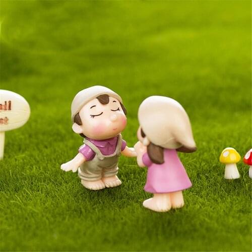 1 Pairs Dollhouse Lovers Couple Miniature Landscape Resin Fairy DIY Decor hot sale