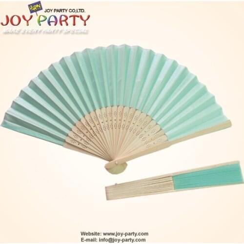 10 pcs/lot 21cm Light blue/Tiffany Blue Silk Hand Fan,Fabric Fan, Chinese Craft Fan,Wedding Party DIY Favor