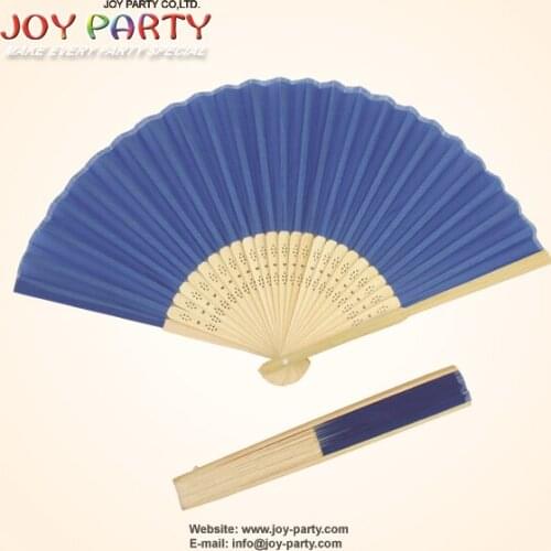 10 pcs/lot 21cm Deep Blue Color Silk Hand Fan,Fabric Fan, Chinese Craft Fan,Wedding Party DIY Favor