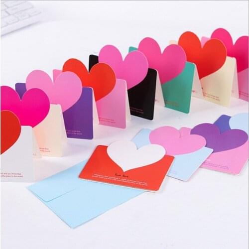 100pcs/pack Big love color card greeting card Valentines day wedding invitation card heart card