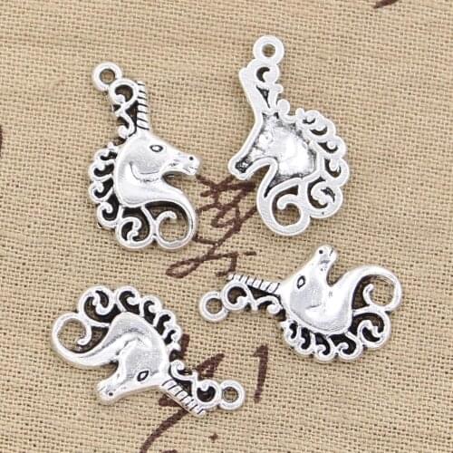 12pcs Charms Horse Unicorn Head 26x15mm Antique Making Pendant fit,Vintage Tibetan Silver color,DIY Handmade Jewelry