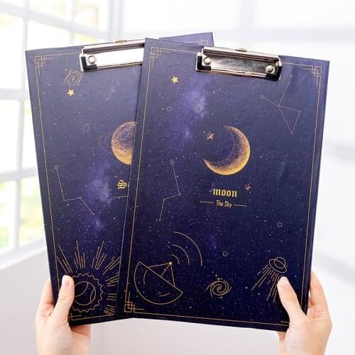 2PCS Korean Creative Dream Star A4 File Board Clip Test Paper Clip Student Pad Board Writing Board Clip School Supplies