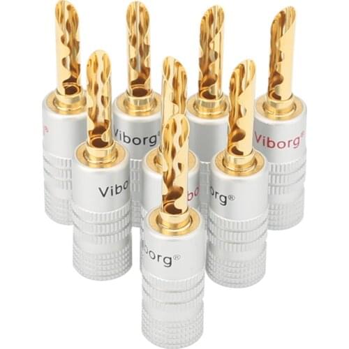 8PCS Viborg Speaker Banana plug connectors 4mm Banana Plug Connectors Adapter with heatshrink