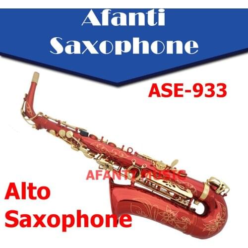 Afanti Music Eb tone / Brass body / Red Metallic Alto Saxophone (ASE-933)
