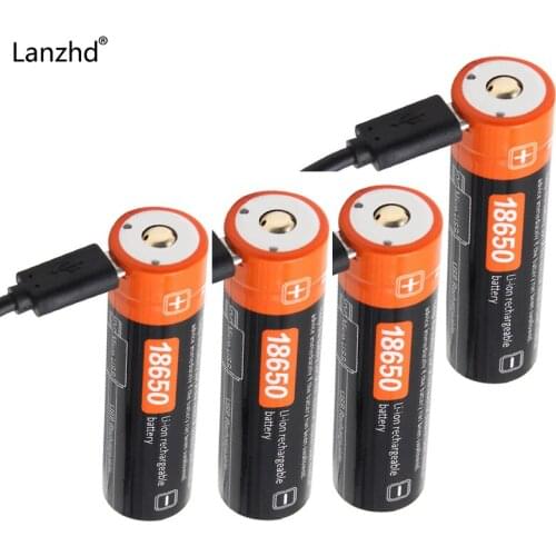 18650 Battery Li-ion 3.7v USB Rechargeable batteries 18650 2600mAh Actual High Capacity Micro USB DC-Charging Intelligent Cell