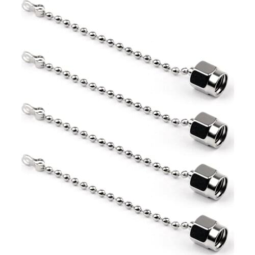 Artudatech 4Pcs Dust Cap For SMA Jack Female or RP-SMA RF Connector W Ring Chain Silver