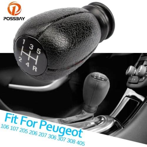 Car 5 Speed Black Gear Shift Knob PU Leather Fit for Peugeot 106 107 205 206 207 306 307 308 405/Citroen C1 C3 C4 Interior Parts