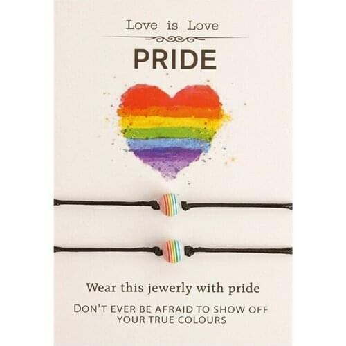 Gay Lesbian Pride Wish Bracelet Rainbow LGBT Rope Bracelet Bisexual Jewelry for Women Men Pride Bracelet Gift