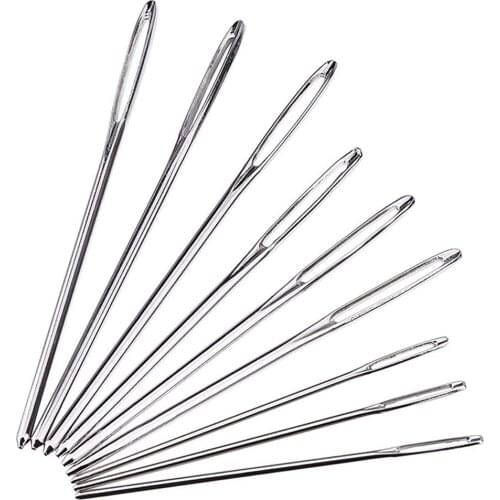 Household Big Eye Hand Sewing Needles Stainless Steel Large Eye Cross Stitching Needles Clear Tube Set Embroidery Needles
