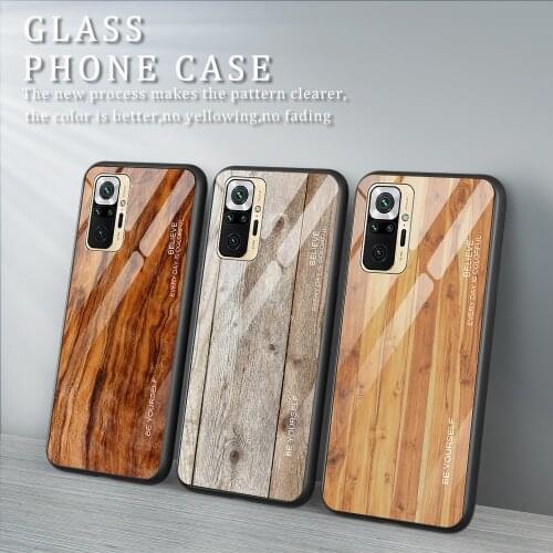 Tempered Glass Case For Xiaomi Redmi Note 10 Pro Global Smartphone Wood Pattern Back Cover for Xiaomi Redmi Note 10 5G 10S Case