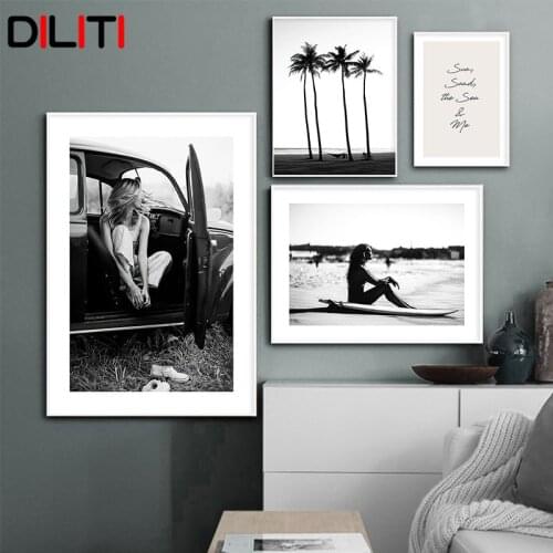 Black White Palm Tree Gallery Wall Canvas Painting Plant Nordic Print Art Picture Poster Nordic Landscape Room Decoation