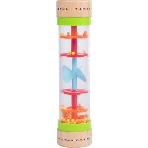 Y3NF Wooden Rainmaker Rattle Toy Beaded Raindrops Tube Hourglass Mini Muscial Toys
