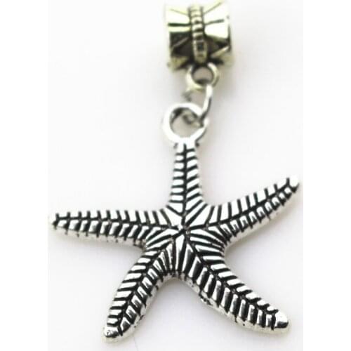 Hot selling 20pcs/lot starfish charms big hole pendant beads charm fit nacklace bracelet diy jewelry dangle charms
