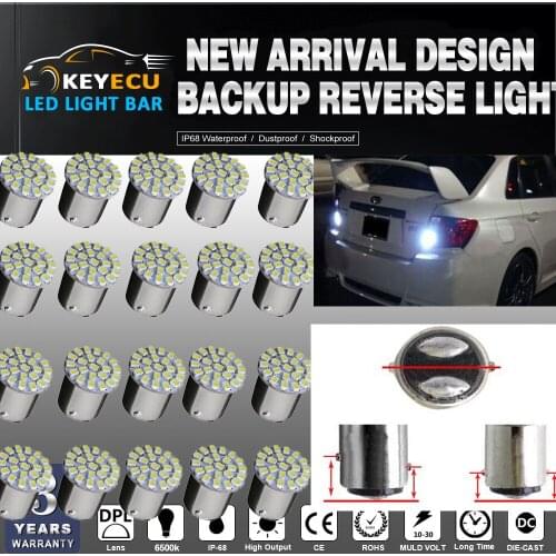 KEYECU 50pcs White 22-SMD LED Car Backup Reverse Lights Tail Bulbs Lamp 1157(BA15D) S25 P21W Extremely long lasting life DC12V