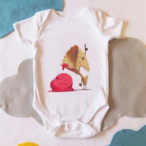 Funny Ice Cream Print Summer Home Casual Newborn Baby Pajamas Cozy Soft Baby Girl Bodysuit Fashion Baby Body Boy Jumpsuits