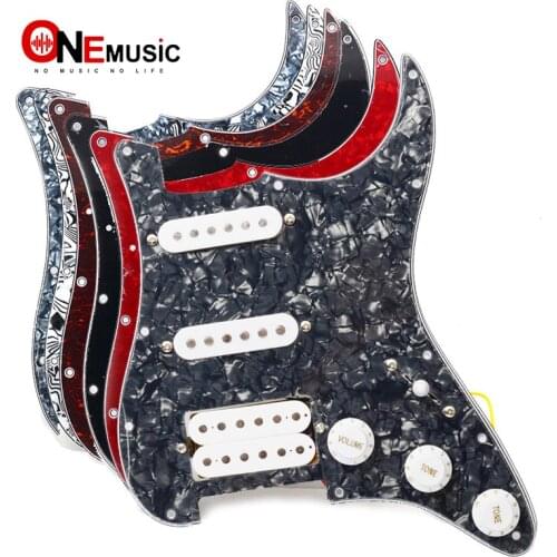 Multi Colour Electric Guitar Pickguard and White SSH Loaded Prewired scratchplate Assembly
