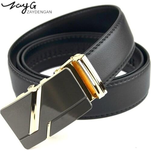ZAYG Men Luxury Gold Automatic Buckle Genuine Leather Business Strap Male Belts Men Business Style Classic High Quality Belt
