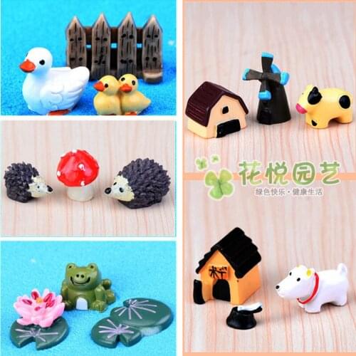 3 Pcs Set Cartoon Animal Three Piece Doll Creative Micro Landscape Ornament Resin Craftwork Garden Decoration Garden Miniatures