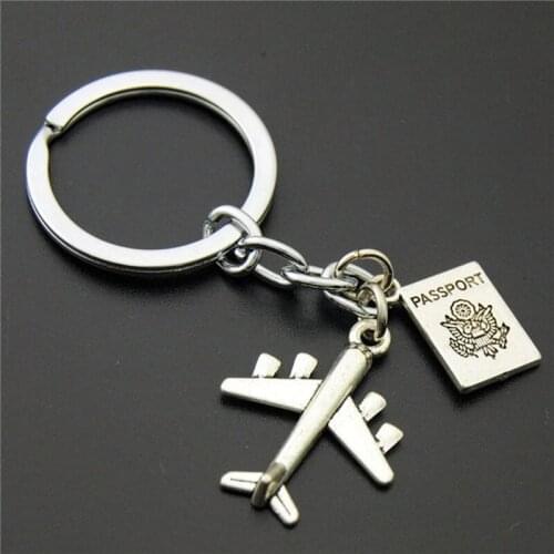 Retro Airplane Passport Compass Pendant Key Chain Flight Travel Souvenir Gift For Good Friends Key Chain