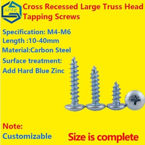 Self-Tapping Truss Head Screws Cross Recessed Large Truss Head Self-tapping Screws Truss Head Screws Large Head Wood Screws