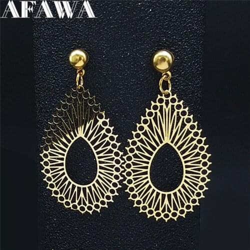 2021 Fashion Boho Big Flower Stainless Steel Stud Earrings Gold Color Earrings Women Jewelry pendientes flores EXS01