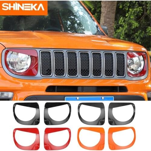 SHINEKA Lamp Hoods For Jeep Renegade 2019+ Car Front Headlight Lamp Decoration Cover Sticker For Jeep Renegade 2019+ Car Styling
