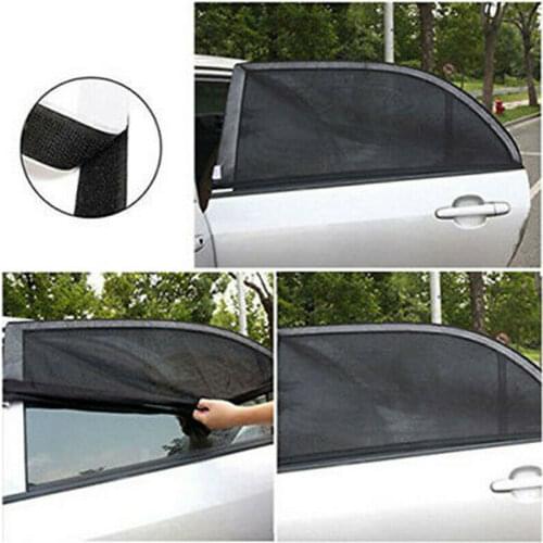 Black Auto Sunshade Curtain 2Pcs Car Sun Visor Rear Side Window Sun Shade Mesh Fabric Sun Visor Shade Cover Shield UV Protector