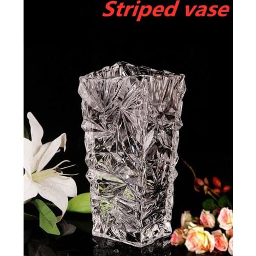 European style glass vase transparent hydroponic rich bamboo lily striped vase living room flower arrangement ornaments