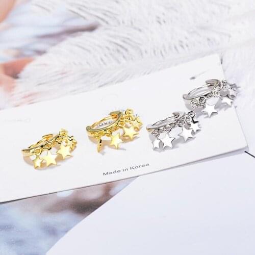 KOFSAC New Fashion Gold Silver 925 Earrings For Women Jewelry Charming Stars Earring Ear Hoop Female Valentines Day Accessories