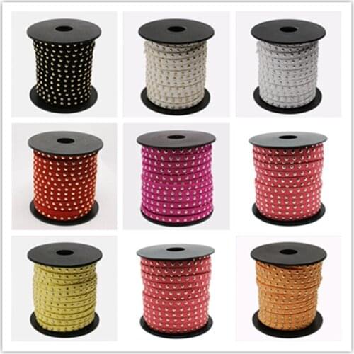 1Roll 5x2mm Aluminum Studded Korea Faux Suede Cords for jewelry making DIY Bracelet, Faux Suede Lace Cord 10 Colors Choice F60