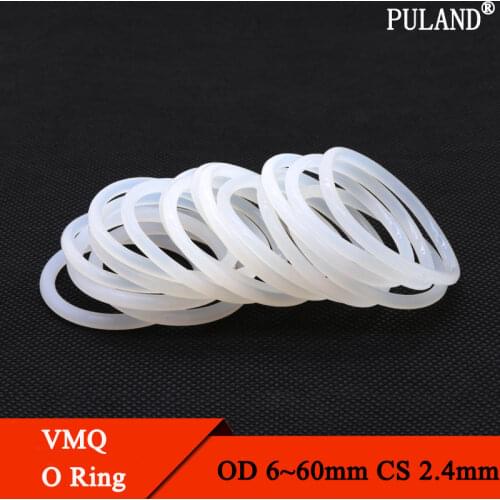 10pcs White Silicone Ring Gasket CS 2.4mm OD 8 ~ 30mm Food Grade Waterproof Washer Rubber Insulate ring o-ring rubber ring