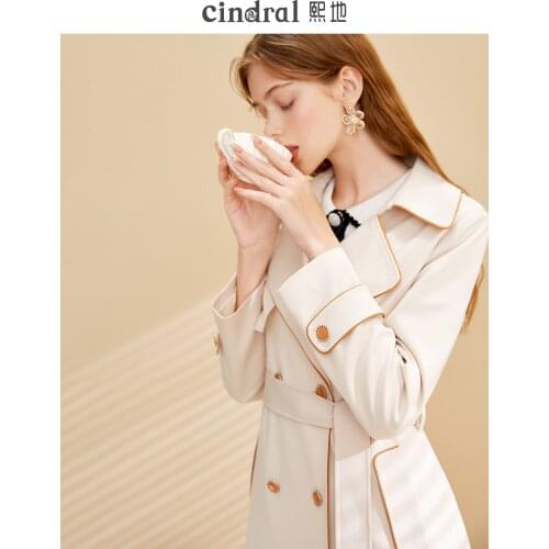 2021 Spring New Windbreaker Womens Mid-length Style Temperament to Receive the Waist and the High Drape Coat Trend