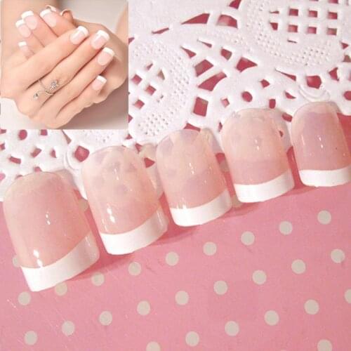 24 Pcs Short Nail Tips Full Coverage Lengthened Fake Nails Elegant Pink Short Square Head DIY Nails Easy WearFalse Nails