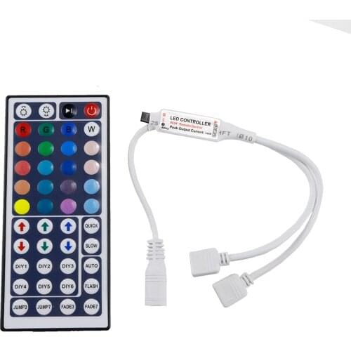 44Keys mini RGB LED Controller Dual Output Port Connectors DC12V 2 Ports Dimmer for 12A 10M 5meter 3528 5050 RGB led strip light