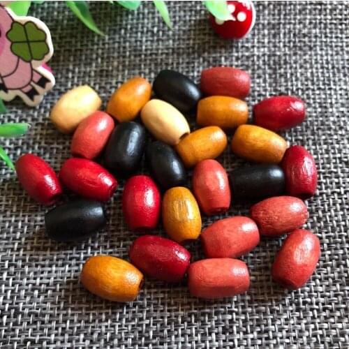 600pcs/pack ecofriendly paint 12*8mm bulk oval wooden bead, DIY accessory for bead bag red, beige, brown,black mixed