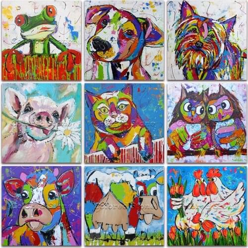 New Diamond painting Animals Colorful Cattle Cow Frog dog pig cat owl chicken 5D DIY Full Square Drill embroidery 3D mosaic HC22