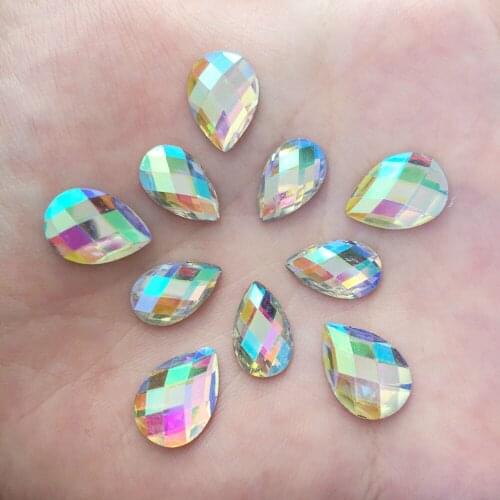 Multi Size shiny AB Resin Teardrop Flat back rhinestone scrapbook DIY Wedding applique ornament Crafts SF52