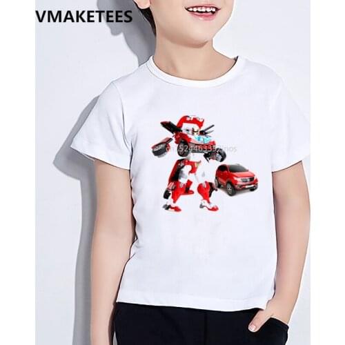 Kids Summer Short Sleeve Girls & Boys T shirt Children Cartoon Tobot Print T-shirt Toy Car Funny Casual Baby Clothes