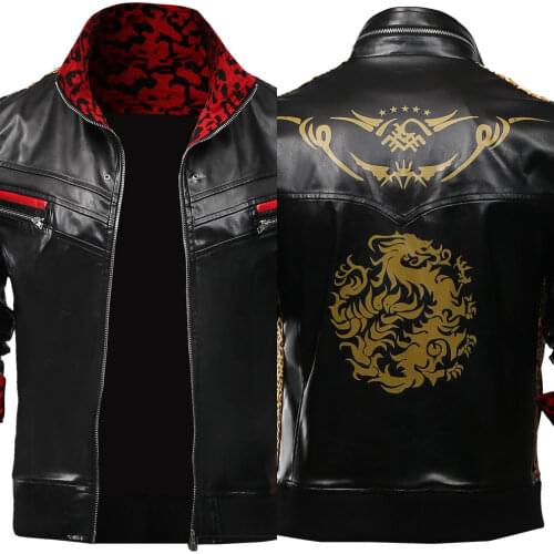 Final Fantasy VII Remake Cosplay Leslie Kyle Leather Jacket Cosplay Costume Adult Men Leather Jacket Outfits