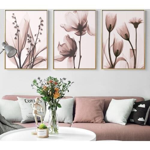 Nordic Canvas Painting Flowers Posters Blue Floral Wall Art Print Minimalist Backdrop For Modern Living Room Pictures Home Decor