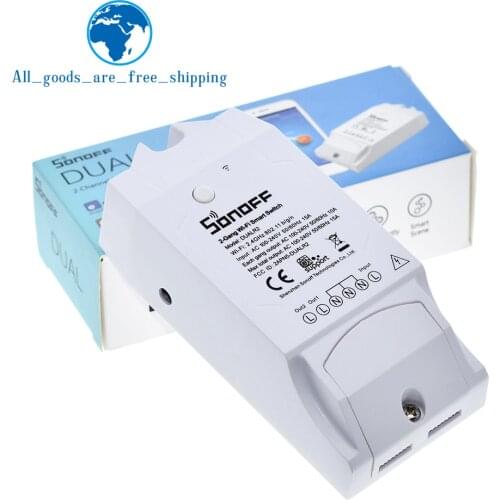 Itead Sonoff Dual Control 2 Gang Wifi Light Switch, Sonoff Wifi Smart Switch, Smart Home Wifi Remote Controller Works With Alexa