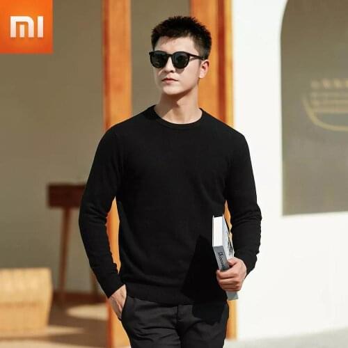 Xiaomi Classic Mens Warm Thick Knit Sweater Round Neck V-neck Mens Sweater High Quality Mijia Youpin 100% Cotton Wool Outwear