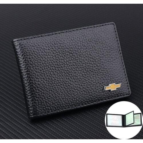 Unisex Drivers License Leather Case Motor Vehicle Driving Credit Id Card Holder Tarjetero For Chevrolet Wallet Car Accessories