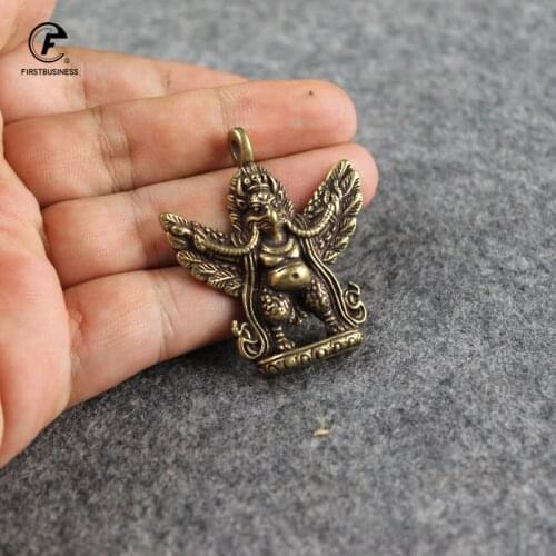 Brass Bird Head Human Body Gargaro Vajra Dapeng Golden Winged Bird Buddha Statue Pendant keychain Tibetan Buddhism Trinket