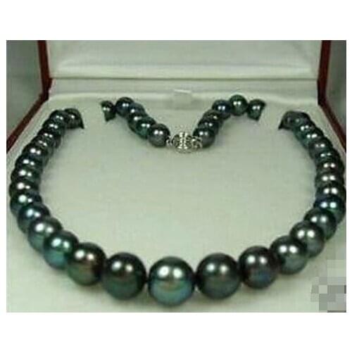 HOT Sell Charming!8-9MM Black Natural Pearl Necklace 17"