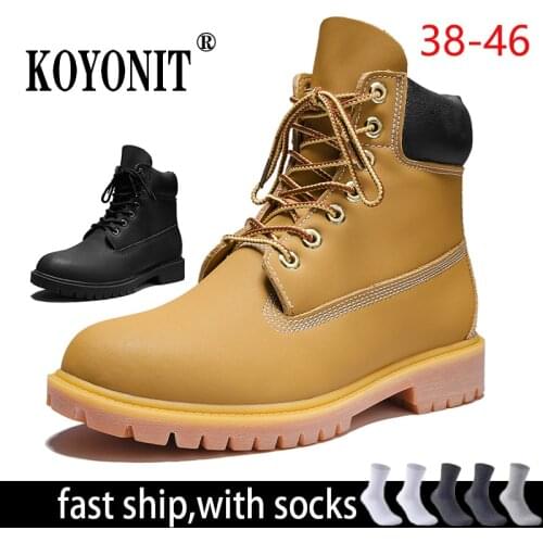 Mens Plus Size Boots Winter British Style Mens High-top Tooling Boots Winter Thick-soled Mens Warm Martin Boots Mens Shoes