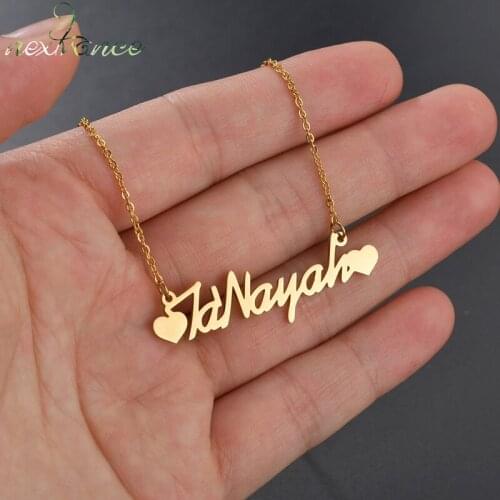 Nextvance Personalized Customized Name Necklace Heart Stainless Steel Creativity Pendant Chain for Lover Women Anniversary Gift