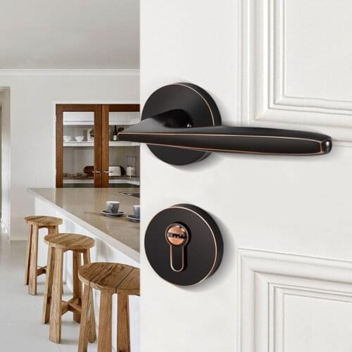 Nordic Style Zinc Alloy Mute Room Door Lock Handle Interior Door Lock Safety Anti-theft Gate Bedroom Furniture Hardware